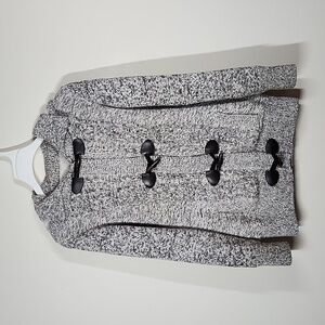 Sherpa lined heathered chunky knit hooded sweater toggle closure Womens medium.